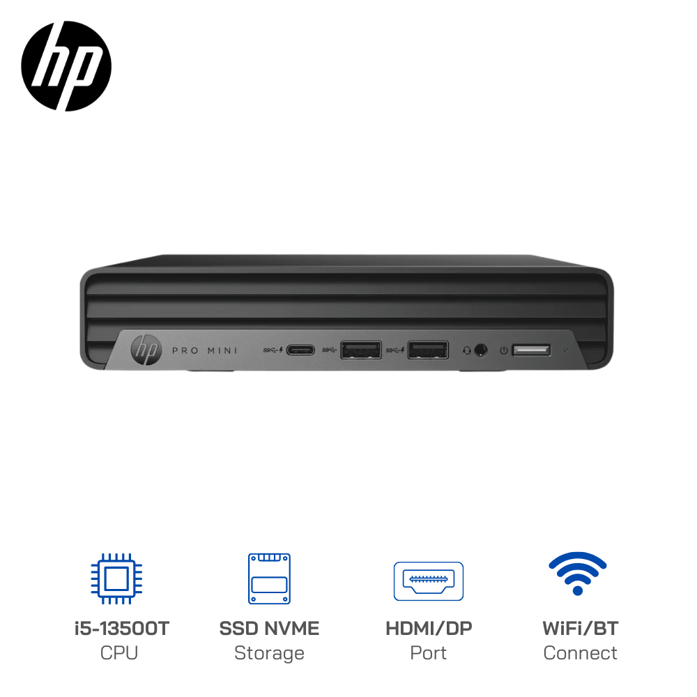 Máy bộ Mini PC HP Pro Mini 400 G9 Core i5-13500T, Ram 16GB, SSD 256GB, Windows 11, Wifi 6, New