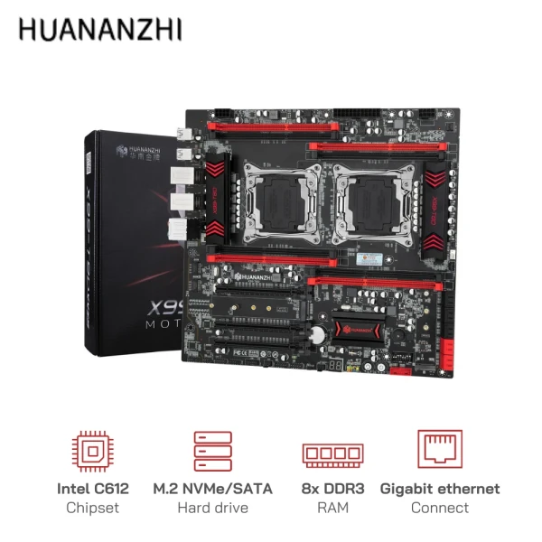 Mainboard Huananzhi Dual T8D - Support 2 CPU - Socket LGA2011-3 - NVME PCIe x4 3.0