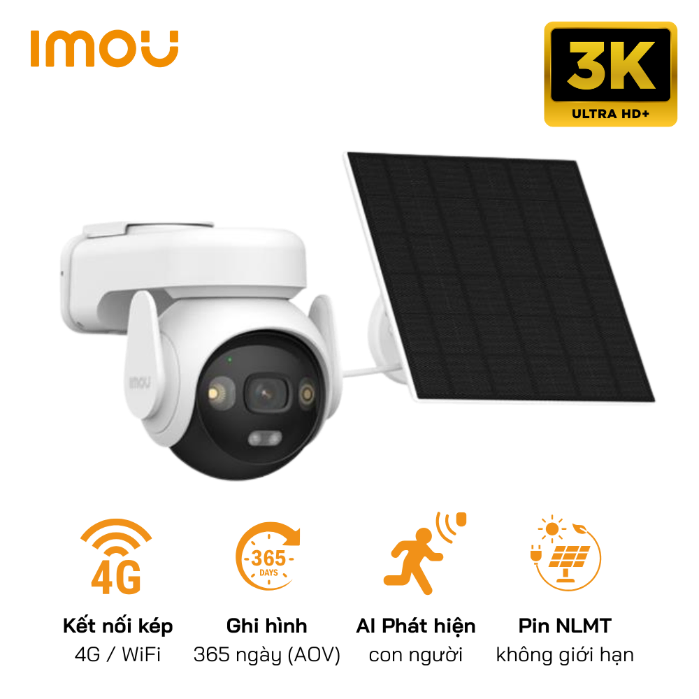 Camera IP 360 IMOU AOV PT 5MP IPC-B7ED-5M0TEA WiFi 4G Năng Lượng Mặt Trời