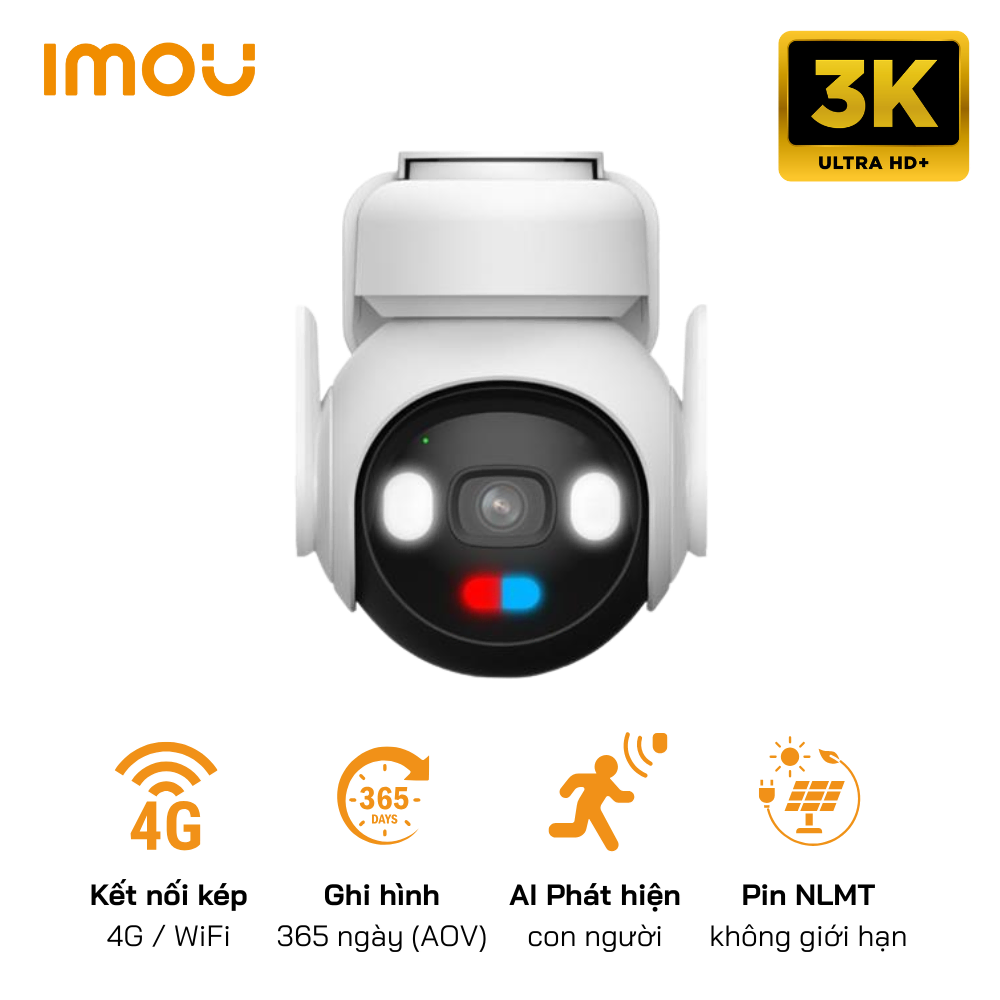 Camera IP 360 IMOU AOV PT 5MP IPC-B7ED-5M0TEA WiFi 4G Năng Lượng Mặt Trời