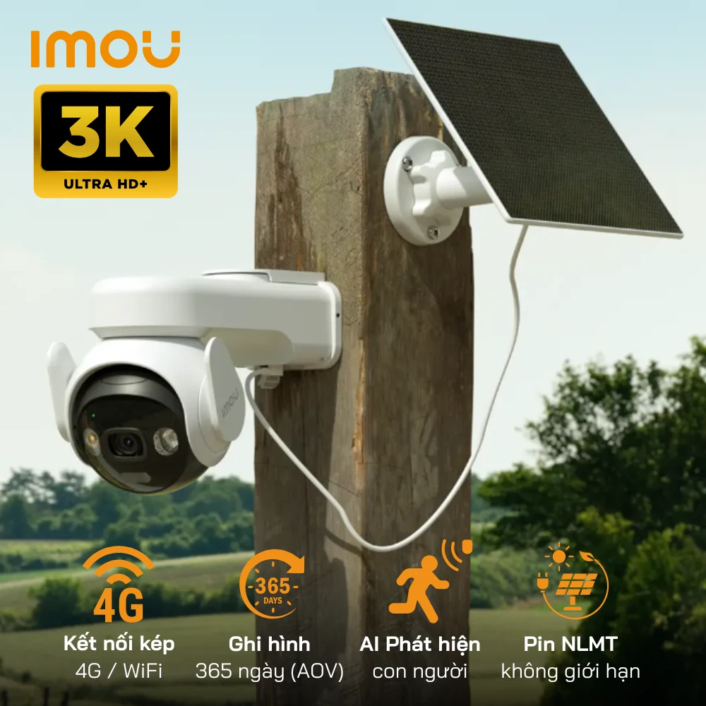 Camera IP 360 IMOU AOV PT 5MP IPC-B7ED-5M0TEA WiFi 4G Năng Lượng Mặt Trời