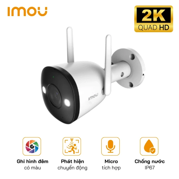 Camera Wifi thân cố định Ngoài Trời Imou IPC-F42FP 4MP, Phát Hiện Con Người, Tầm Nhìn Đêm 30m, Chống Nước IP67