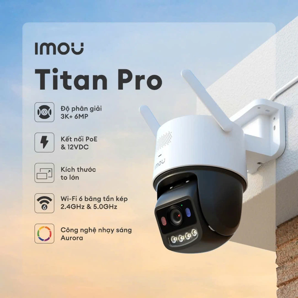 Camera WiFi 360 IMOU Titan Pro 6MP(3K+) IPC-U7LP-6V0NE Ghi hình đêm như ngày