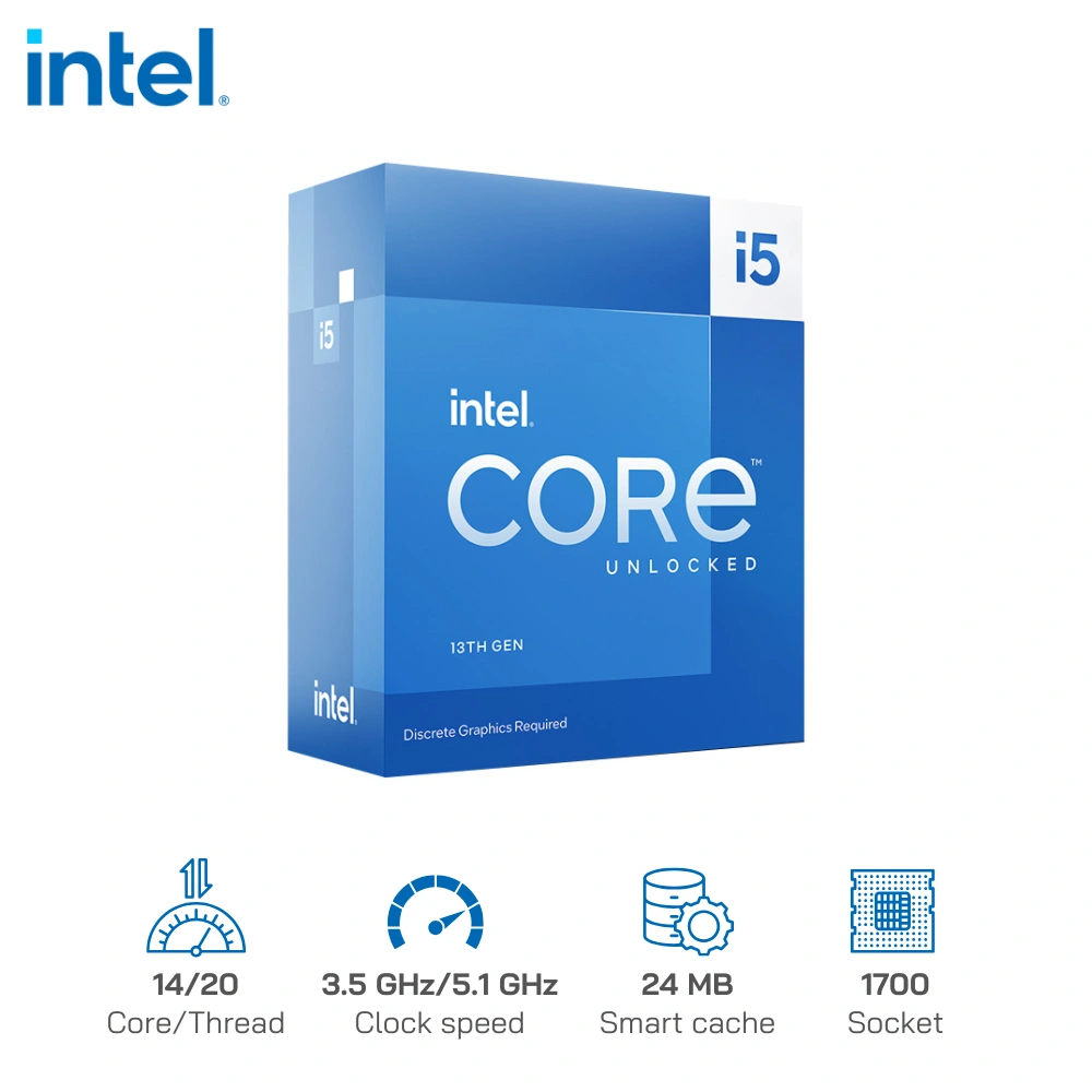 CPU Intel Core i5-13600K (14C/20T, 3.5 GHz Up to 5.1 GHz, 24MB, 1700) - Raptor Lake