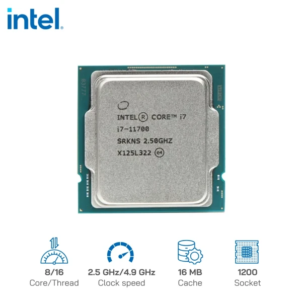 CPU Intel Core i7-11700 (8C/16T, 2.5 GHz Up to 4.9 GHz, 16MB, 1200) - Rocket Lake
