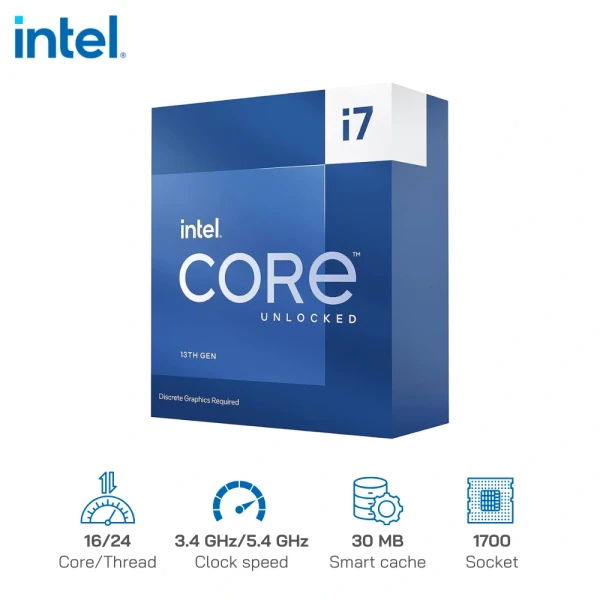 CPU Intel Core i7-13700KF (16C/24T, 3.4 GHz Up to 5.4 GHz, 30MB, 1700) - Raptor Lake