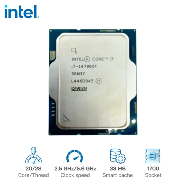 CPU Intel Core i7-14700KF (20C/28T, 2.5Hz - 5.6Hz, 33MB) - Socket 1700 - Raptor Lake
