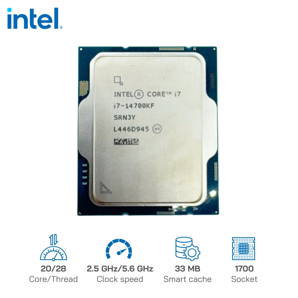 CPU Intel Core i7-14700KF (20C/28T, 2.5Hz - 5.6Hz, 33MB) - Socket 1700 - Raptor Lake
