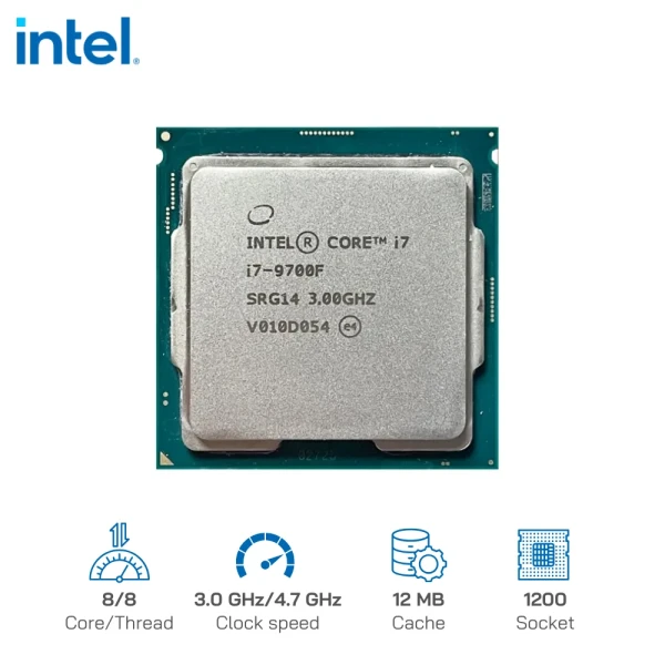 CPU Intel Core i7-9700F (8C/8T, 3.0 GHz Up to 4.7 GHz, 12MB, 1151) - Coffee Lake Tray