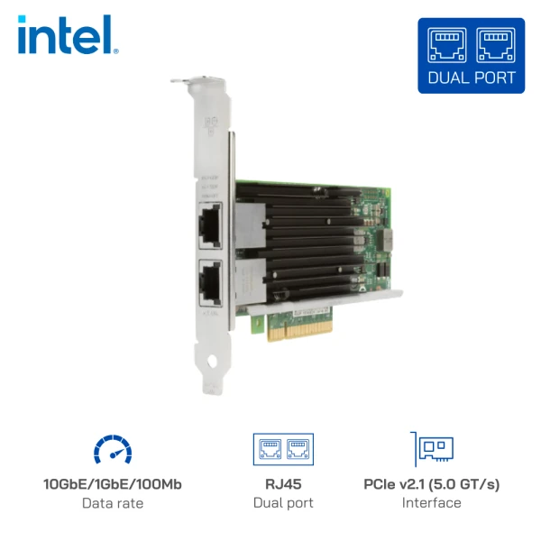 Card mạng Intel X540-AT2 10G PCIe Hỗ trợ 2 cổng RJ45