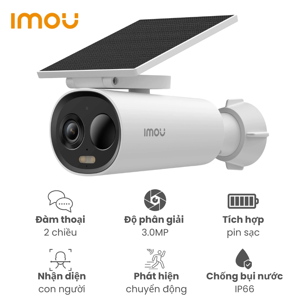 Camera WiFi dùng Pin iMOU Cell 3C IPC-K9DCP-3T0WE-V2 3MP Tích hợp Mic Loa, Kèm tấm năng lượng