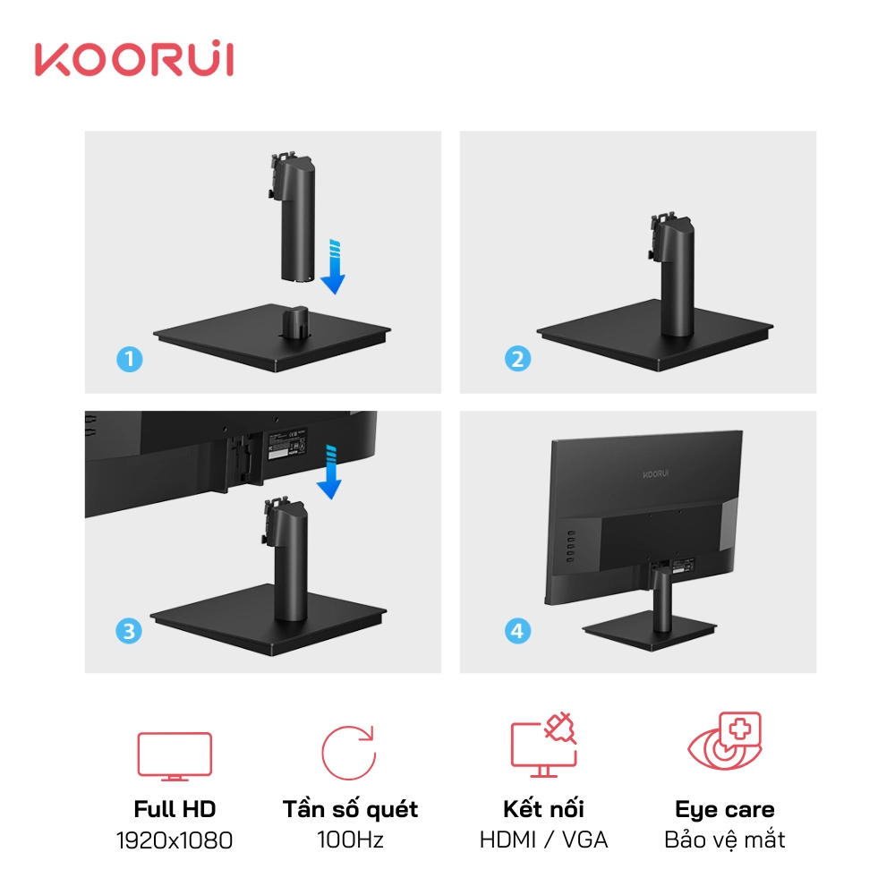 Màn hình FHD Koorui E2212F 22 Inch Tấm nền VA 100Hz 6ms 250nits Kết nối HDMI
