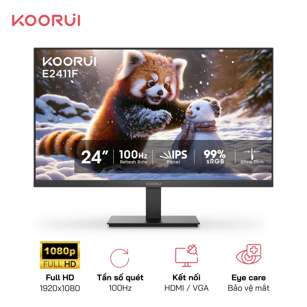 Màn hình FHD Koorui E2411F 24 Inch Tấm nền IPS 100Hz 6ms 250nits Kết nối HDMI