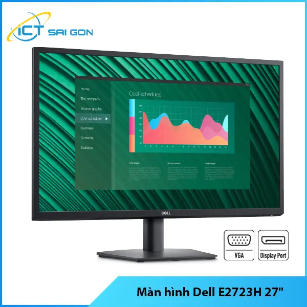 Màn hình Dell E2723H 27 inch FHD (1920x1080), Cổng kết nối: DisplayPort 1.2/ VGA, Độ sáng: 300 nit