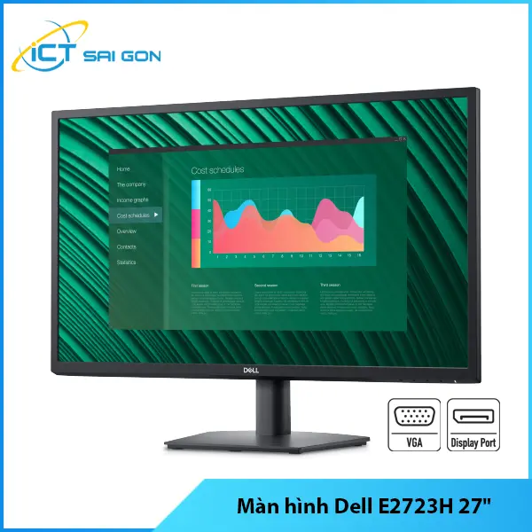 Màn hình Dell E2723H 27 inch FHD (1920x1080), Cổng kết nối: DisplayPort 1.2/ VGA, Độ sáng: 300 nit