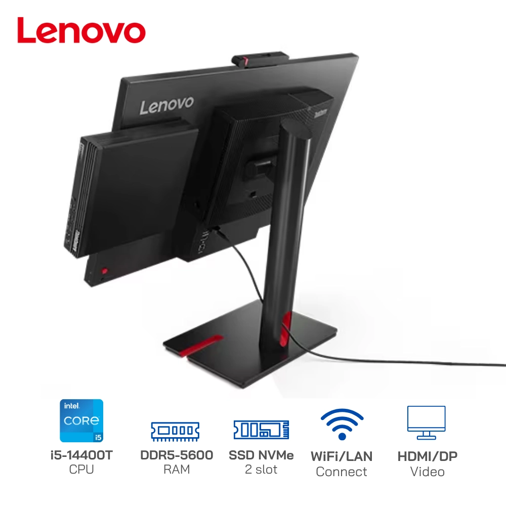 Máy bộ Mini PC Lenovo ThinkCentre M70q Gen 5 Tiny Core i5-14400T, Ram 16GB, SSD 256GB, Wifi 6, Win 11