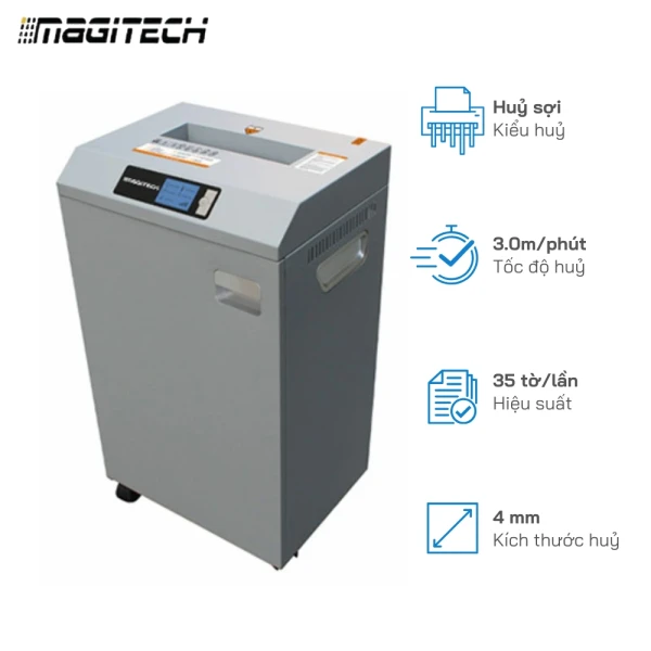 Máy hủy tài liệu Magitech XM-200S, Hủy sợi 35 Tờ/Lần - Khổ Giấy A4, A3, hủy công nghiệp liên tục trong 1h