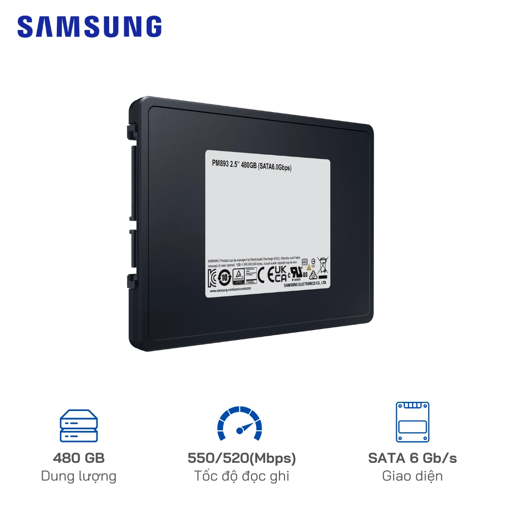Ổ cứng SSD gắn trong Samsung PM893 MZ-7L348000 (480GB 2.5 inch SATA Enterprise)
