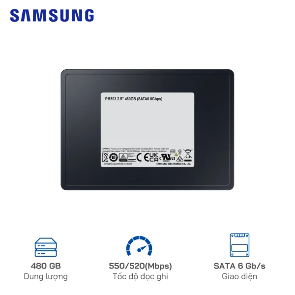 Ổ cứng SSD gắn trong Samsung PM893 MZ-7L348000 (480GB 2.5 inch SATA Enterprise)