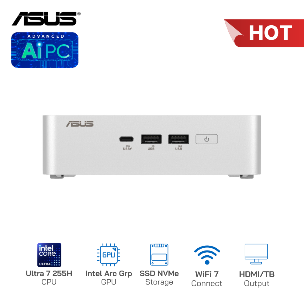 Asus NUC 15 Pro Plus Slim RNUC15CRSU700000I U7-255H/SSD NVMe/WiFi 7/Kết nối 4 màn hình 4K(Barebone)