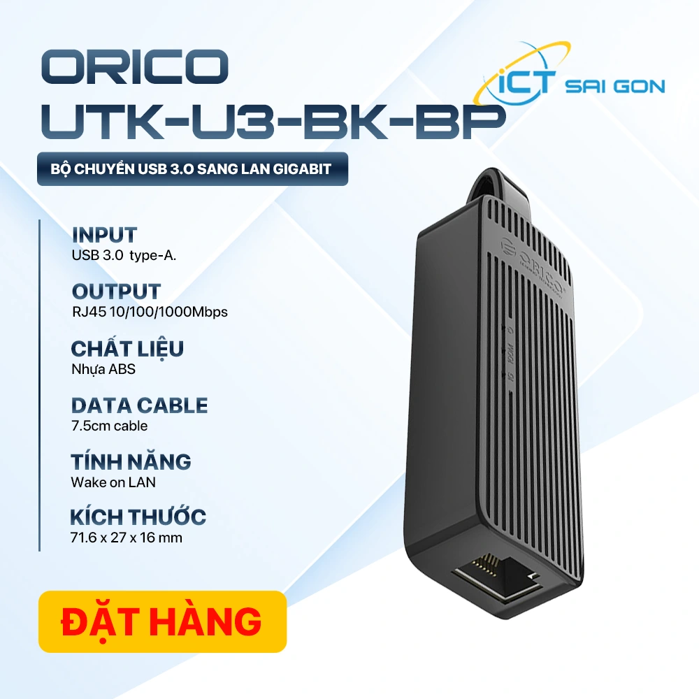 ORICO UTK-U3-BK-BP | Bộ chuyển USB 3.0 sang LAN Gigabit