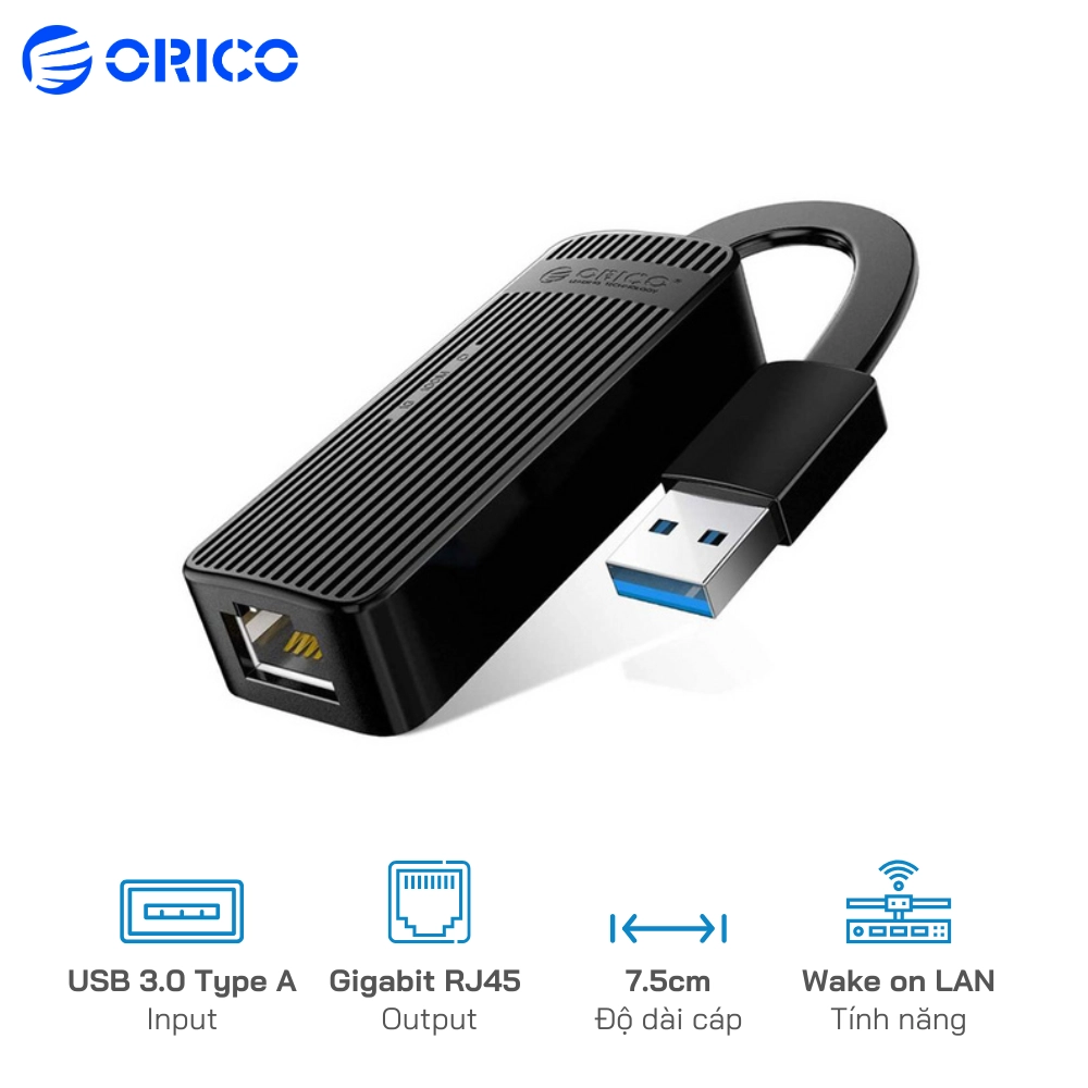 ORICO UTK-U3-BK-BP | Bộ chuyển USB 3.0 sang LAN Gigabit