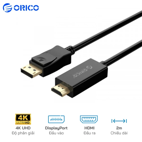 Cáp chuyển đổi Display Port sang HDMI ORICO XD-DTH4-20-BK-BP 2 Mét