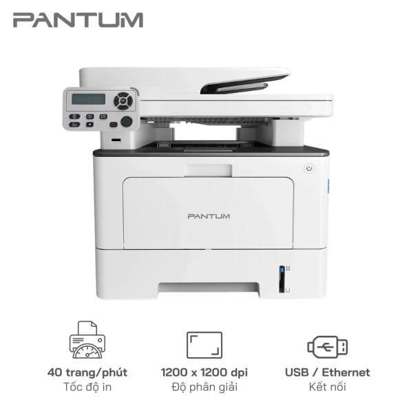 Máy in đa năng đen trắng PANTUM BM5100ADN - Tốc độ in 40ppm, Bộ nhớ 512MB, Kết nối USB/Ethernet