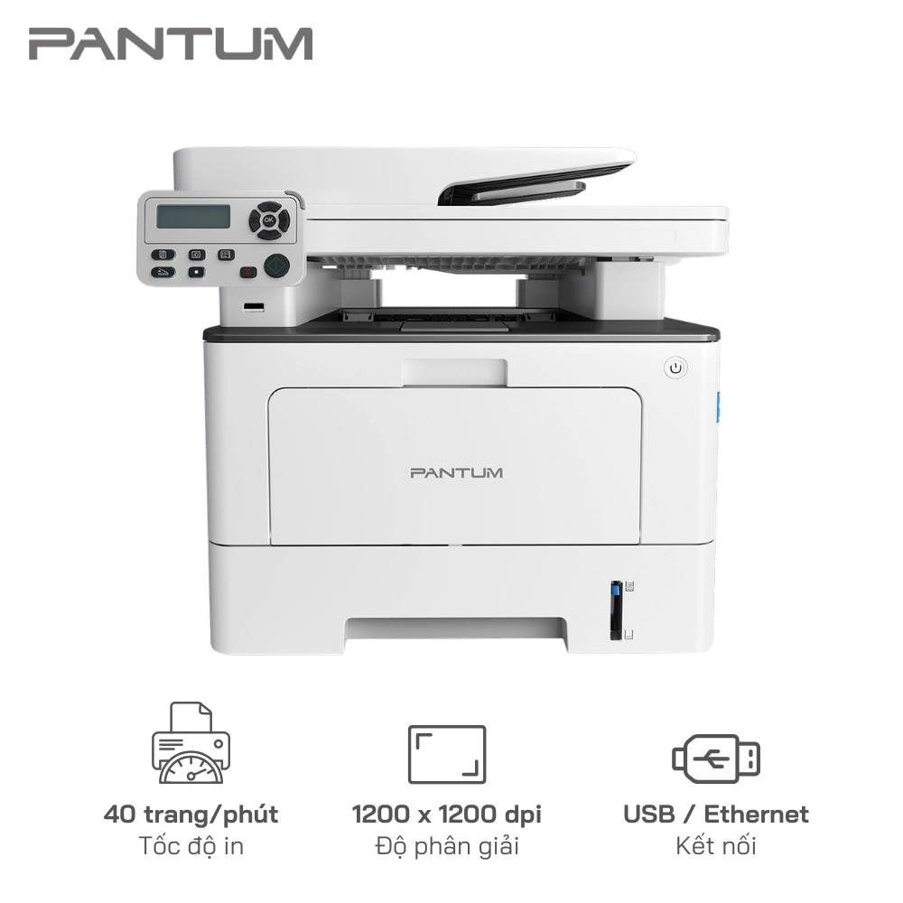Máy in đa năng đen trắng PANTUM BM5100ADN - Tốc độ in 40ppm, Bộ nhớ 512MB, Kết nối USB/Ethernet