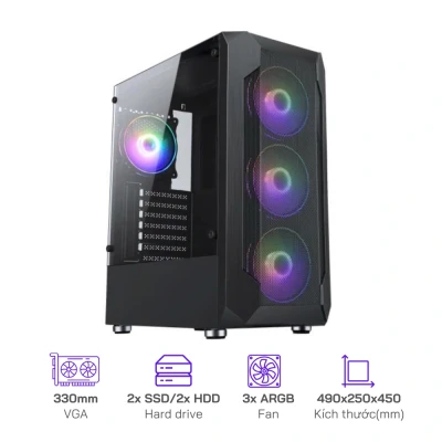 Case Patriot PA903 - Hỗ trợ main: E-ATX/ATX / Micro ATX / ITX - Có 3 fan ARGB trước, kính cường lực bên hông
