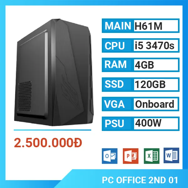 Máy Bộ Văn Phòng Cũ Core I5-3470S, Ram 4GB, SSD 120GB