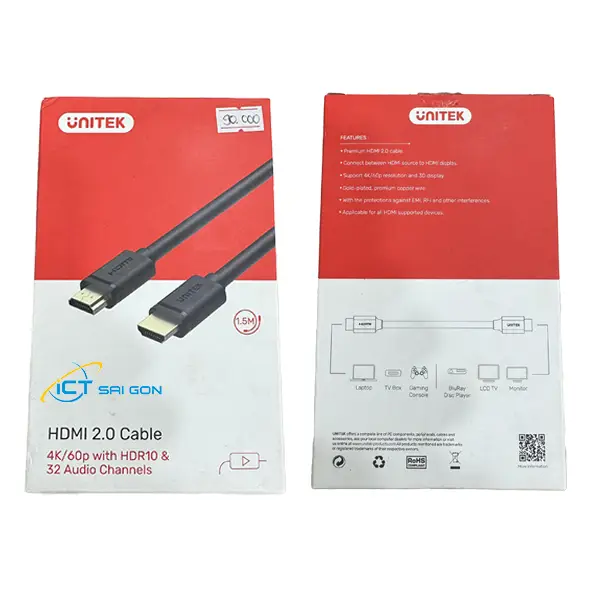 Cáp HDMI Unitek Y-C137M Hỗ trợ 4K/60p (1.5m)