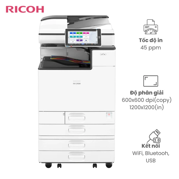 Máy Photocopy Màu Đa Năng RICOH IM C4500 45ppm Kết nối USB/WiFI