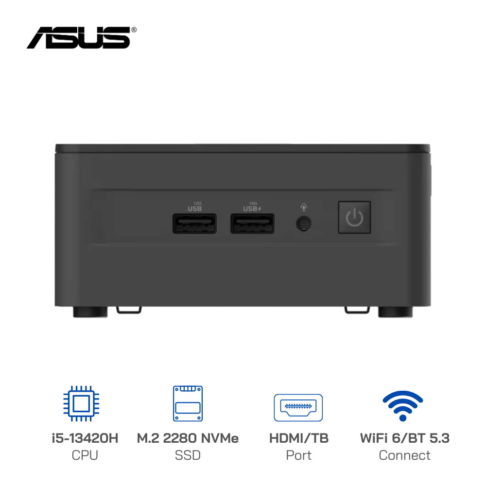Mini PC ASUS NUC13 PRO Tall RNUC13ANHH500000I / i5-13420H / 2xDDR4-3200 / 3xNVMe, SATA - Xuất hình: HDMI, Thunderbolt