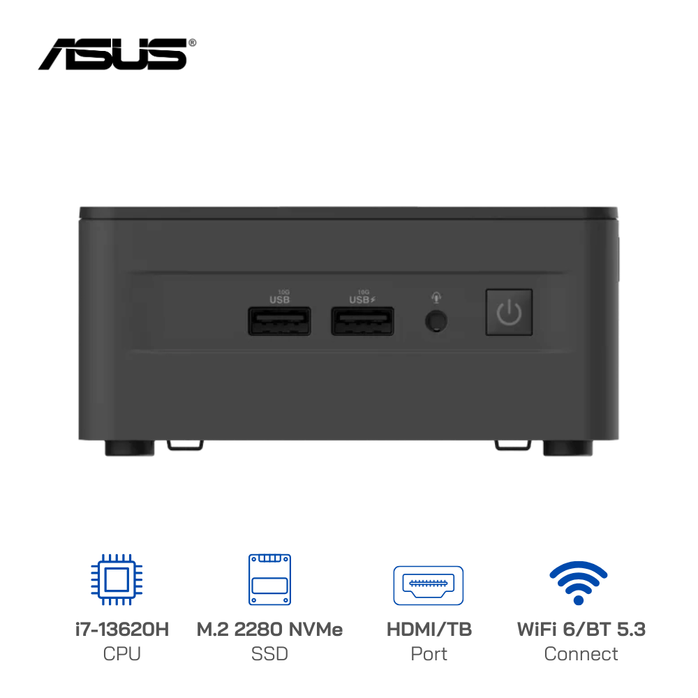Mini PC ASUS NUC 13 PRO Tall RNUC13ANHH700000I / i7-13620H / 2xDDR4-3200 / 3xNVMe, SATA - Xuất hình: HDMI, Thunderbolt