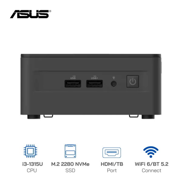 Mini PC Asus NUC13 PRO Tall RNUC13ANHI300001I/ i3-1315U/ 2xDDR4-3200/ 3xNVMe, SATA/ 2x HDMI 2.1/2x Thunderbolt/ VESA MOU