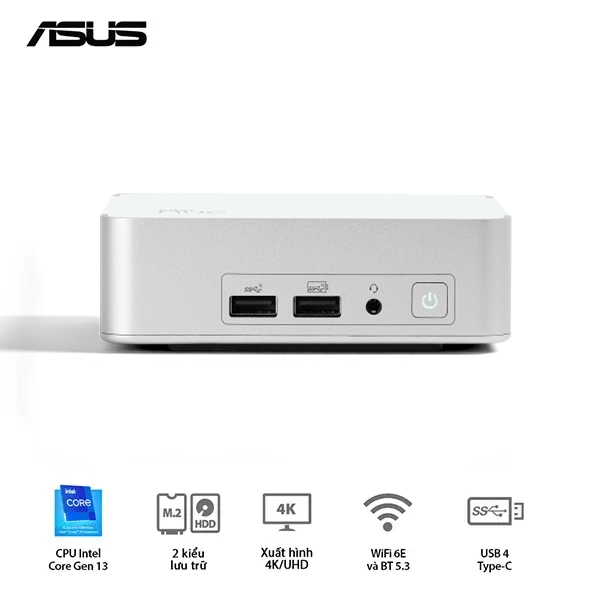 Mini PC Asus NUC13 Prodesk RNUC13VYKI50006/ i5-1340P/ 2xDDR4-3200/ 2xNVMe, SATA/ 2x HDMI 2.1/2x Thunderbolt/ VESA MOUNT