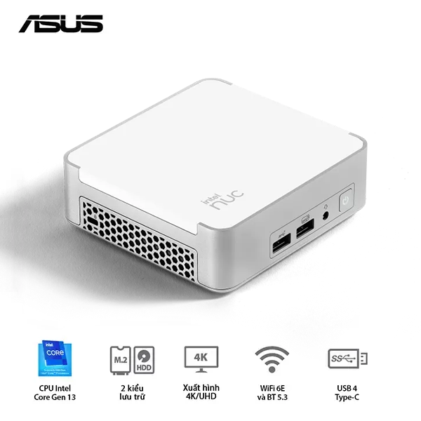 Mini PC Asus NUC13 Prodesk RNUC13VYKI50006/ i5-1340P/ 2xDDR4-3200/ 2xNVMe, SATA/ 2x HDMI 2.1/2x Thunderbolt/ VESA MOUNT