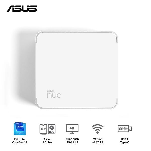 Mini PC Asus NUC13 Prodesk RNUC13VYKI50006/ i5-1340P/ 2xDDR4-3200/ 2xNVMe, SATA/ 2x HDMI 2.1/2x Thunderbolt/ VESA MOUNT