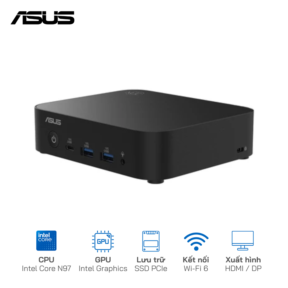 Asus NUC 14 Essential RNUC14MNK9700000/Intel Core N97/SSD NVMe/WiFi 6E/Xuất hình 4K: HDMI và DisplayPort (Barebone)