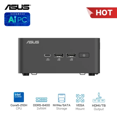 Asus NUC 15 Pro Tall RNUC15CRHC500000I Core5-210H/RAM DDR5-6400/SSD NVMe/Xuất hình: HDMI/Thunderbolt