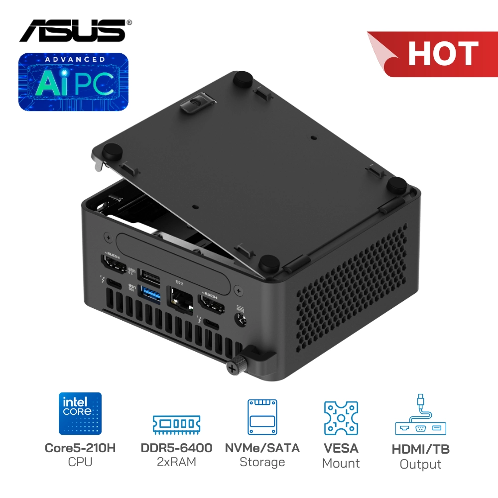 Asus NUC 15 Pro Tall RNUC15CRHC500000I Core5-210H/RAM DDR5-6400/SSD NVMe/Xuất hình: HDMI/Thunderbolt