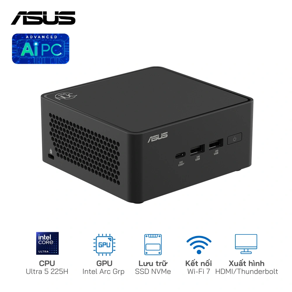 Asus NUC 15 Pro Tall RNUC15CRHU500000I U5-225H/SSD NVMe/WiFi 7/Kết nối 4 màn hình 4K (Barebone)