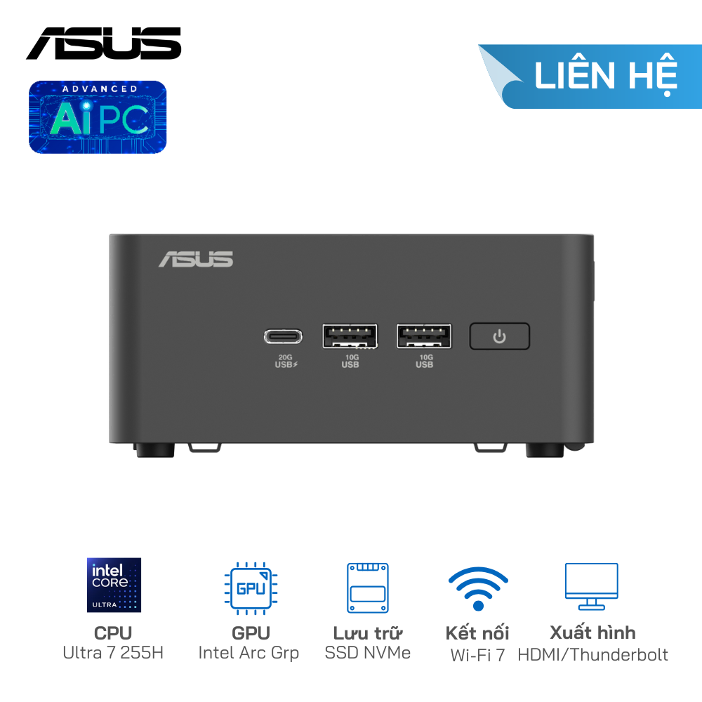 Asus NUC 15 Pro Tall RNUC15CRHU700000I U7-255H/SSD NVMe/WiFi 7/Kết nối 4 màn hình 4K (Barebone)