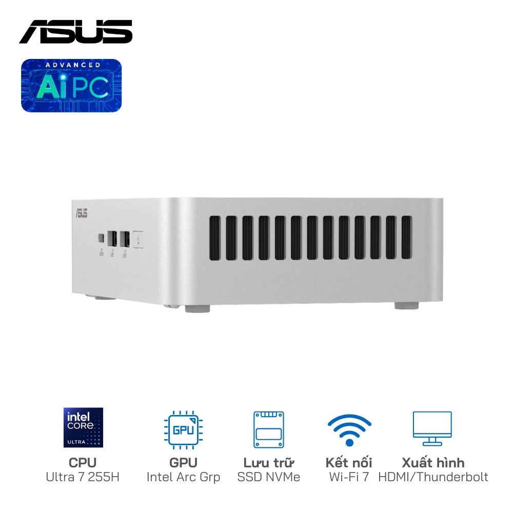 Asus NUC 15 Pro Plus Slim RNUC15CRSU700000I U7-255H/SSD NVMe/WiFi 7/Kết nối 4 màn hình 4K(Barebone)
