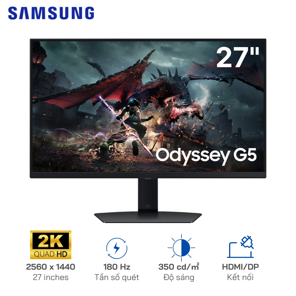 Màn hình Gaming Samsung Odyssey G5 G50D 27 inch 2K, IPS, 180Hz LS27DG502EEXXV