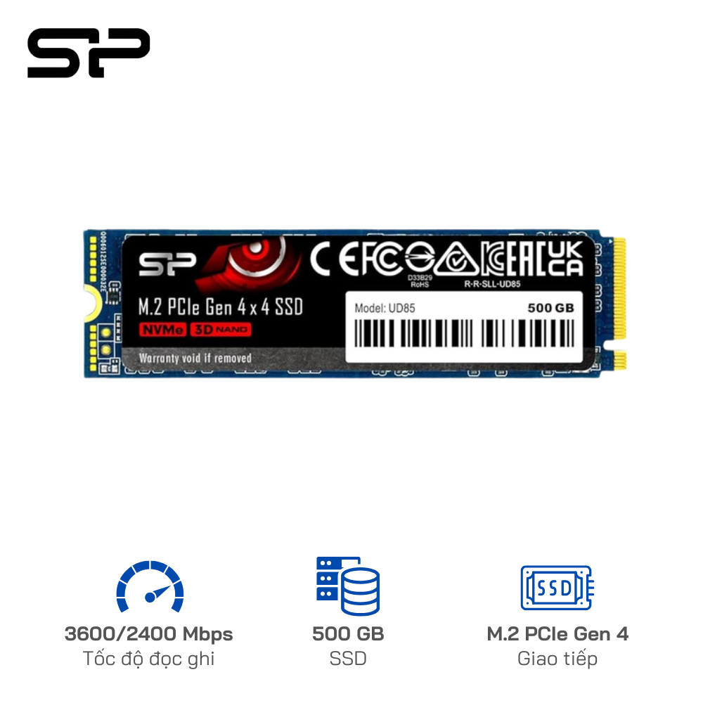 SSD NVMe Gen4 500GB Silicon Power UD85 R/W: 3600/2400 (SP500GBP44UD8505)