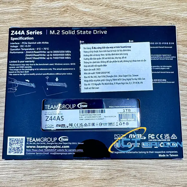 Ổ cứng SSD TeamGroup 1TB Z44A5  PCIe Gen4 x 4 NVME - Tốc độ 5000/4500 MB/s
