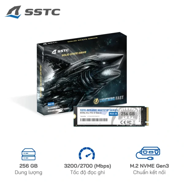 SSD NVMe 256GB SSTC Oceanic WhiteIP Max-III Gen 3 R/W:3200/2700
