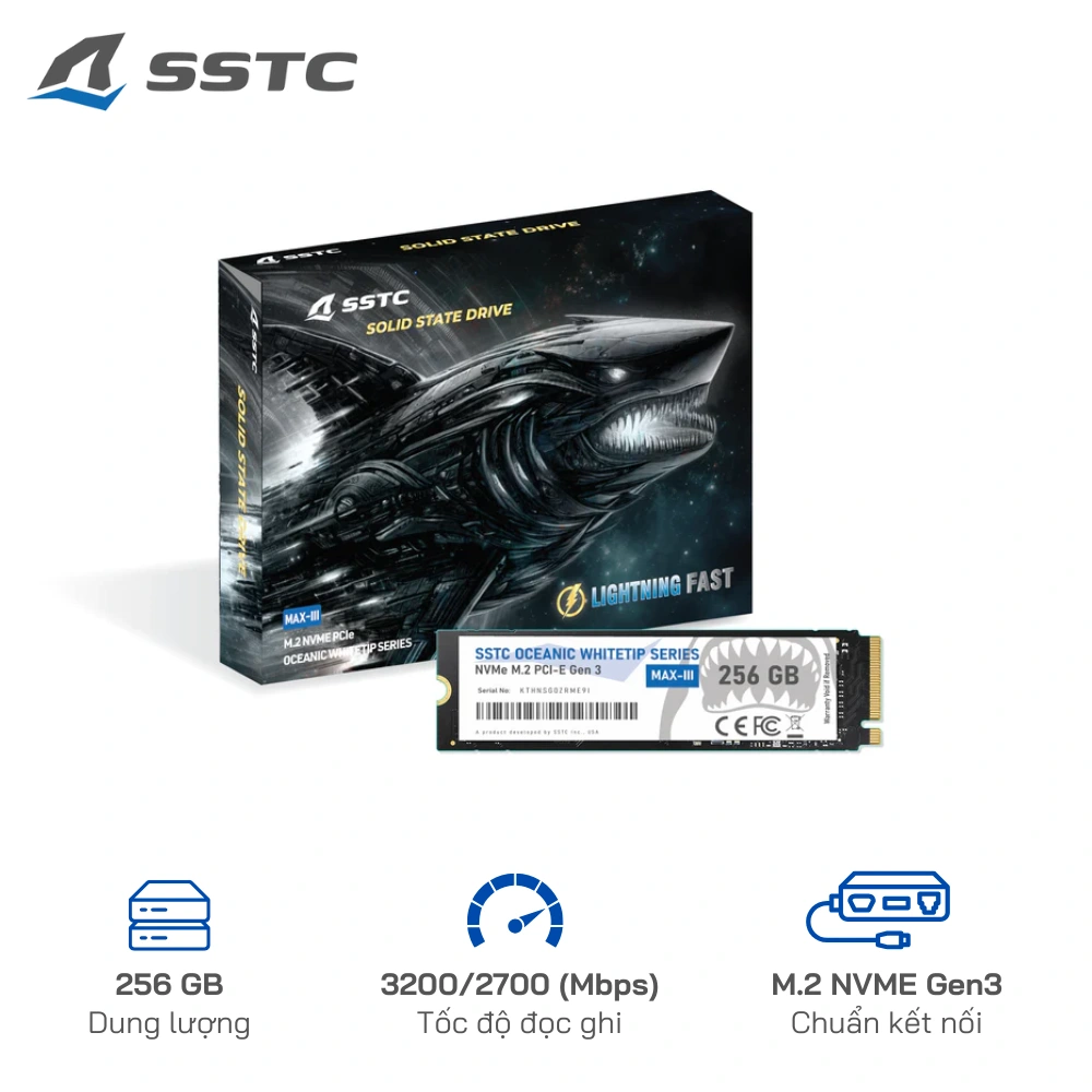 SSD NVMe 256GB SSTC Oceanic WhiteIP Max-III Gen 3 R/W:3200/2700